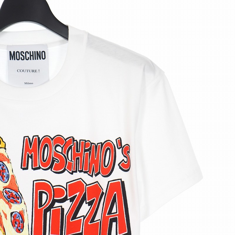 未使用品 モスキーノ MOSCHINO 20SS ピザ プリント Tシャツ カットソー 半袖 S ホワイト 白 A0713 レディース_画像4