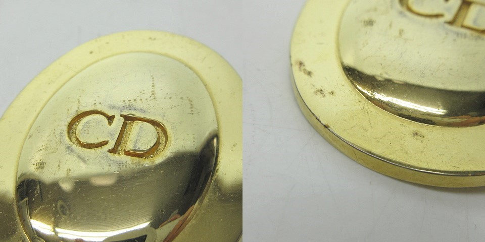 クリスチャンディオール Christian Dior パルファン Parfums ブローチ ヴィンテージ CDロゴ オーバル 楕円 メタル ゴールドカラー ECR17_画像8