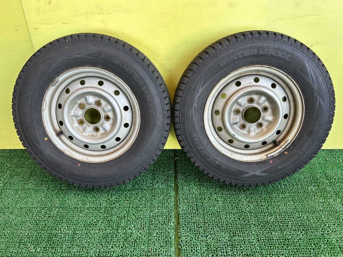 175R14 8PR LT 2020年スダットレス　DUNLOP WINTER MAXX 2本セット　5穴PCD114.3 14×4.5J ハブ67mm_画像1