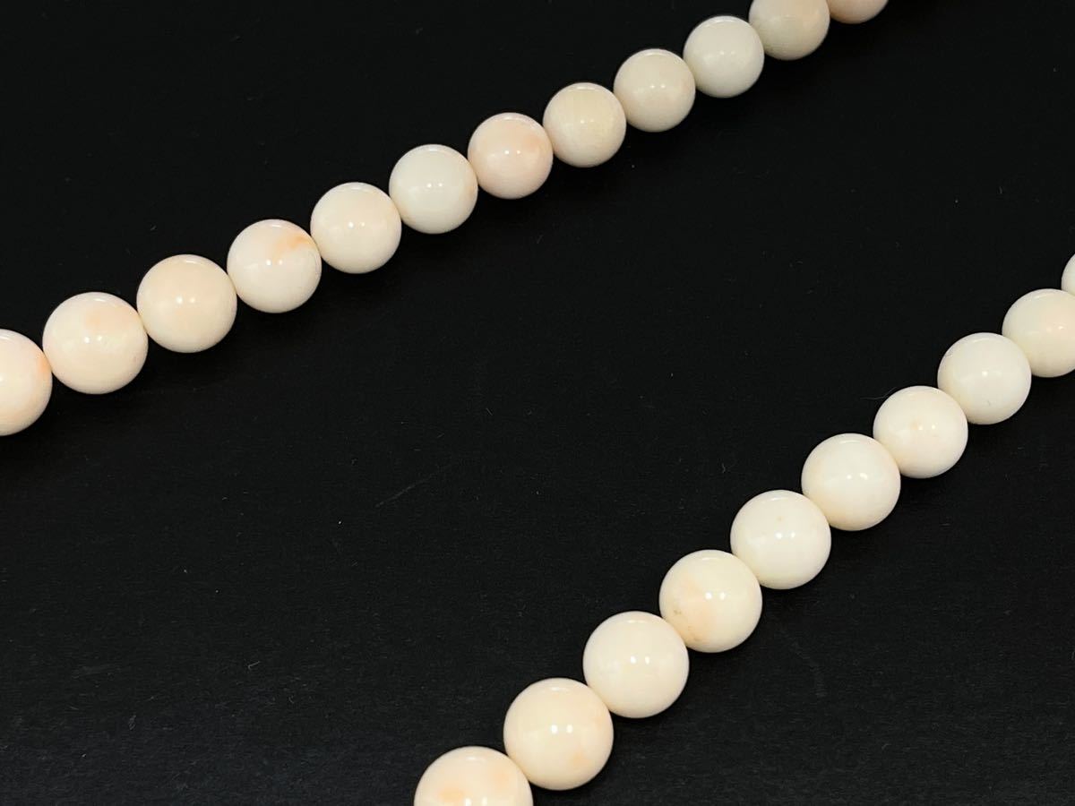20mm ピンク珊瑚ネックレス オレンジ 白 コーラル サンゴ アンティーク