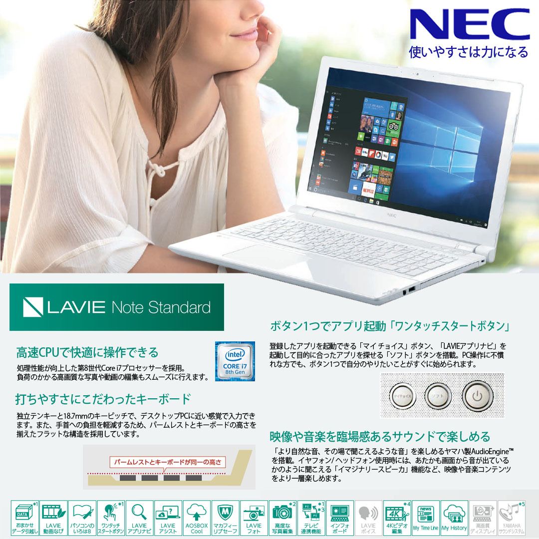 NEC Lavie NS600J 第8世代Core i7 メモリ16GB/新品SSD512GB NEC Lavie NS600J 第8世代Core i7 メモリ16GB/新品SSD512GB