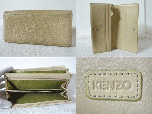  Kenzo KENZO кожа оттенок бежевого цветочный принт type вдавлено . длинный кошелек длинный бумажник женский 