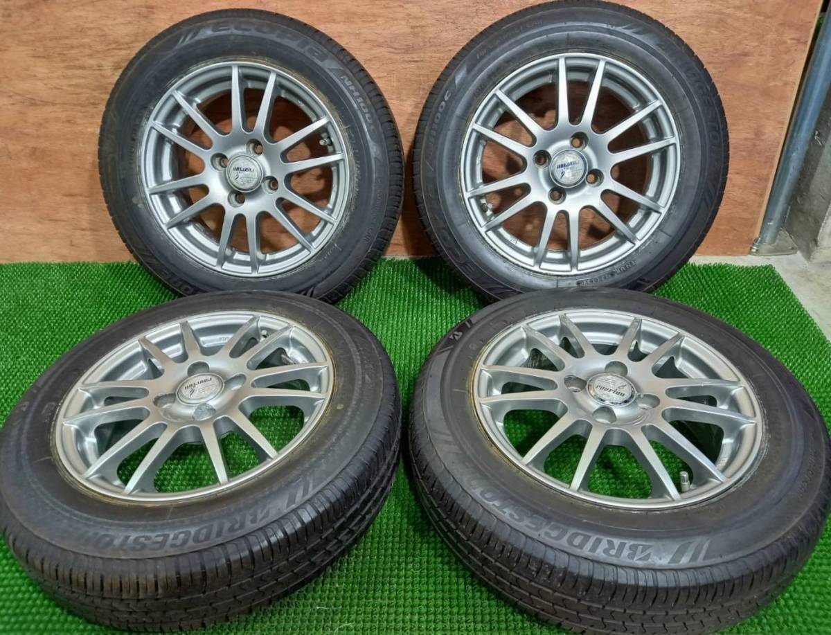 165/70R14　BRIDGESTONE　/　エコピアNH100C　【2018】　(社外アルミホイール)　14×5.5J　ET42　4H/100　４本セット！_画像1