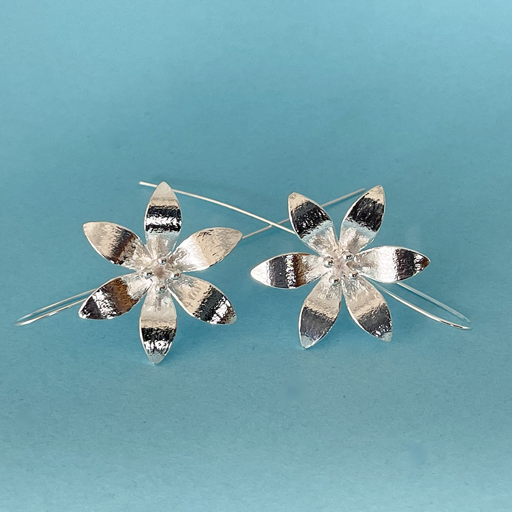  earrings long earrings silver lotus flower earrings hook earrings lotus. flower lady's accessory 
