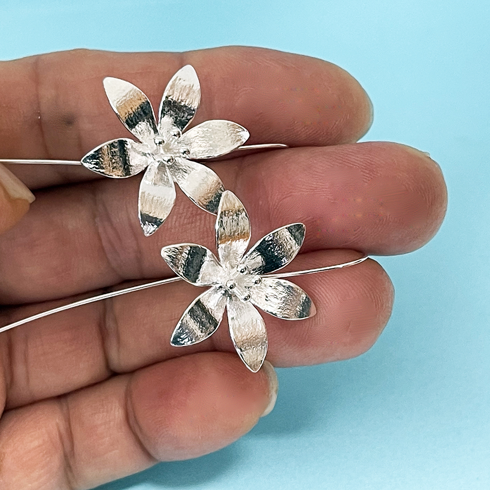  earrings long earrings silver lotus flower earrings hook earrings lotus. flower lady's accessory 