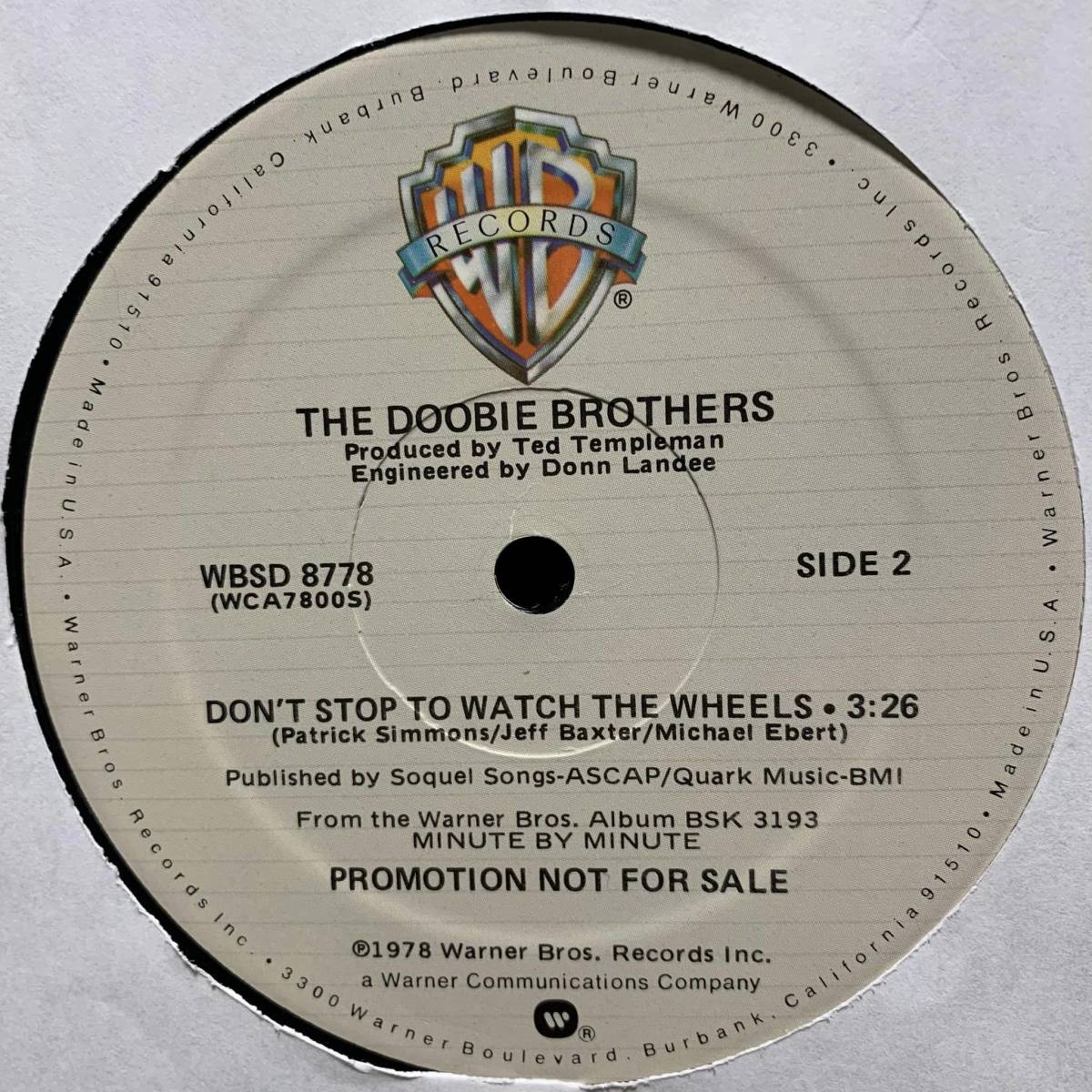 ◆ The Doobie Brothers - What a fool believes(Disco Version) ◆12inch US盤 Promo !!_画像2