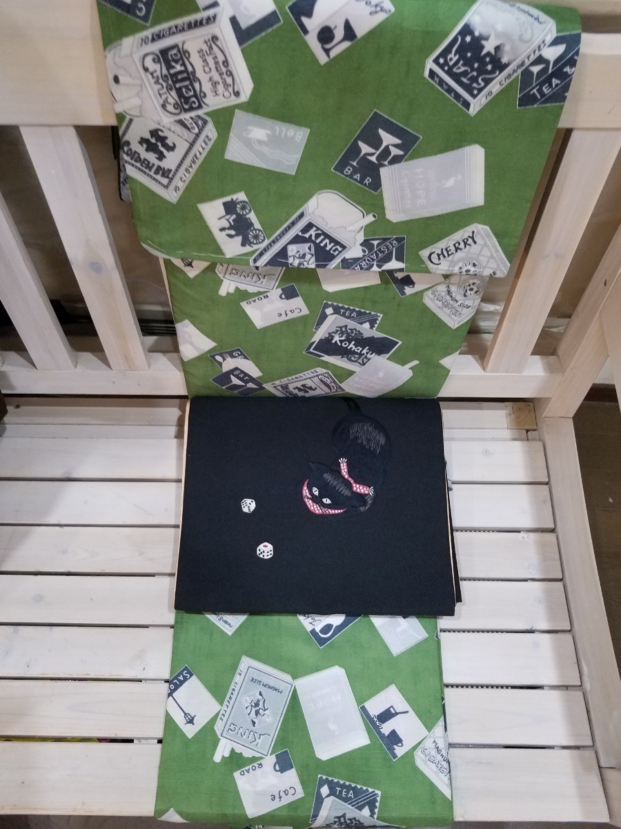 TSUMORI CHISATO ツモリチサト 名古屋帯 京袋帯 刺繍 黒猫 猫 黒