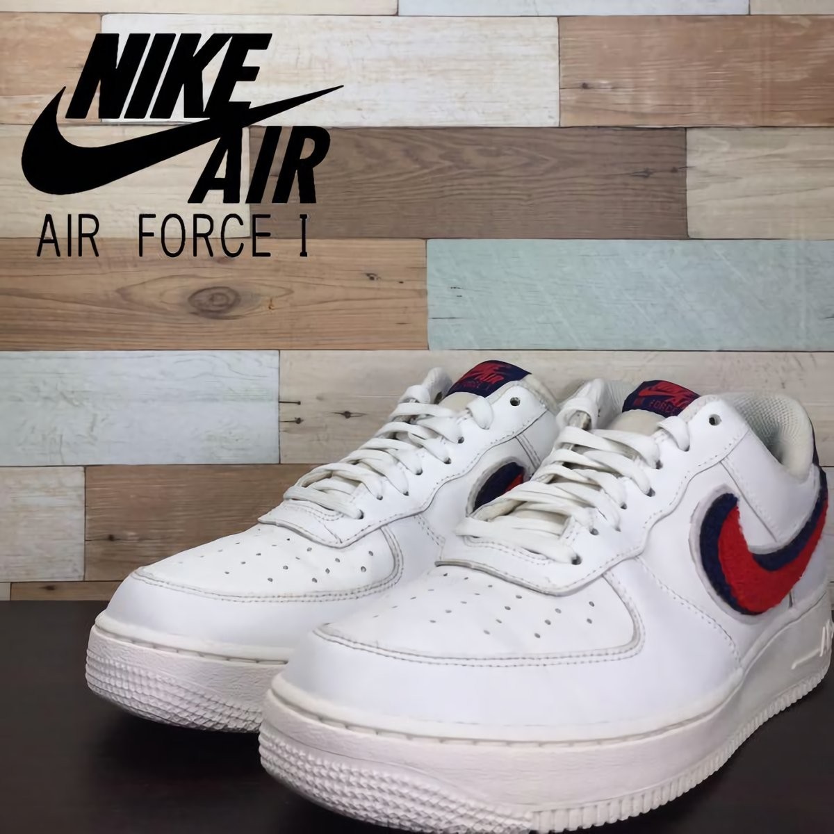 NIKE AIR FORCE 1 '07 LV8 ナイキ エア フォース 1 '07 エレベイト 白 ホワイト 赤 レッド 紺 ネイビー U03644 823511-106 27cm