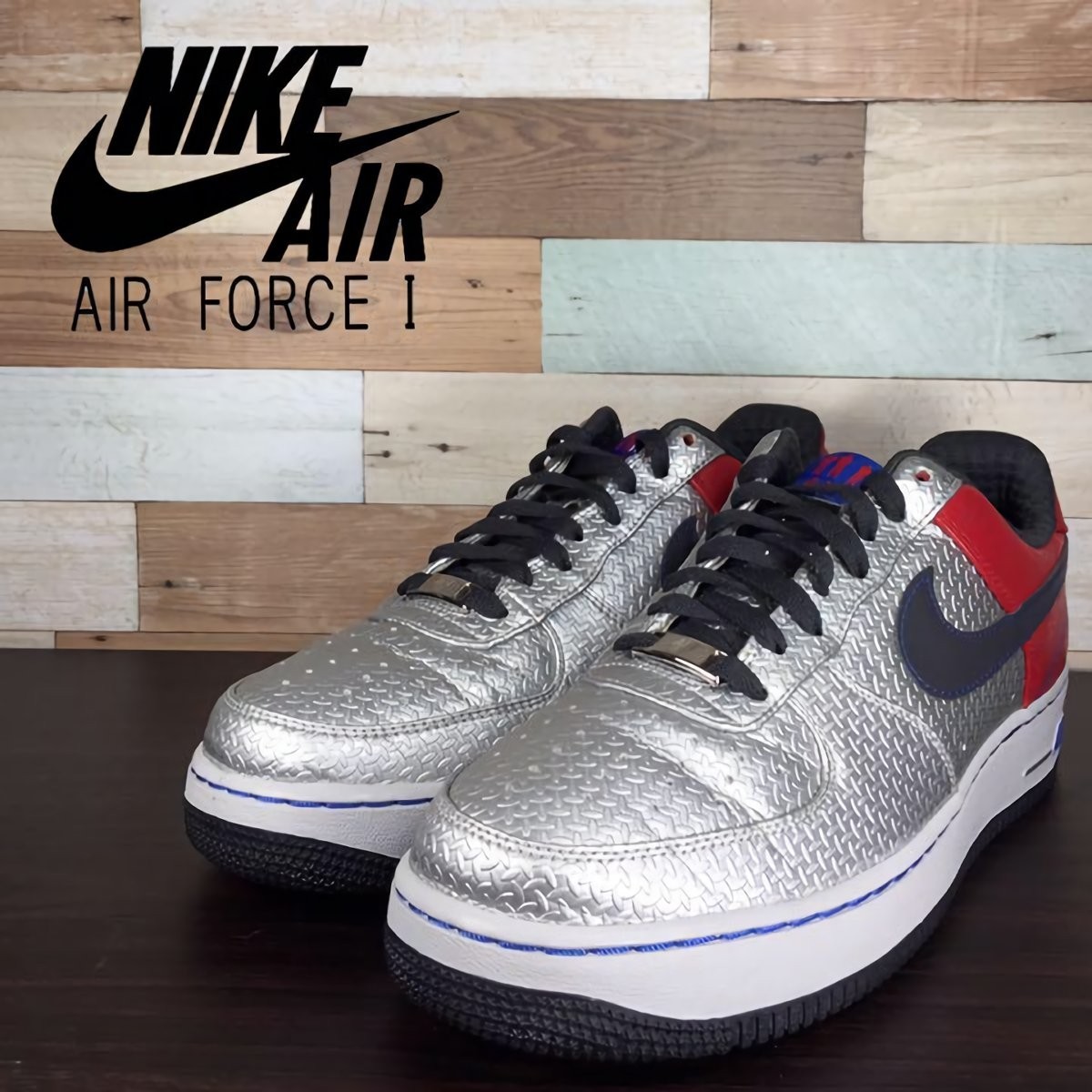 NIKE AIR FORCE 1 PRM '07 ナイキ エア フォース ワン プレミアム '07 シルバー 銀 メタリック 赤 レッド U06651 315090-001 27cm