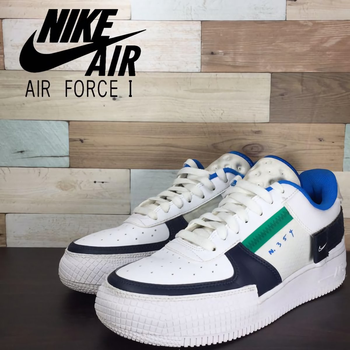 NIKE AIR FORCE 1-TYPE ナイキ エアフォース1 タイプ 白 ホワイト 青 ブルー 緑 グリーン U06926 CQ2344-100 24.5cm