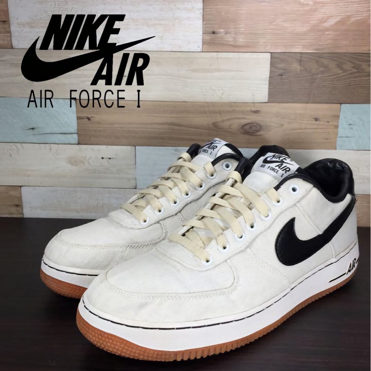 NIKE AIR FORCE 1 '07 LOW ナイキ エア フォース 1 '07 ローカット キャンバス 黒 ブラック 白 ホワイト U07864 579927-100 29cm