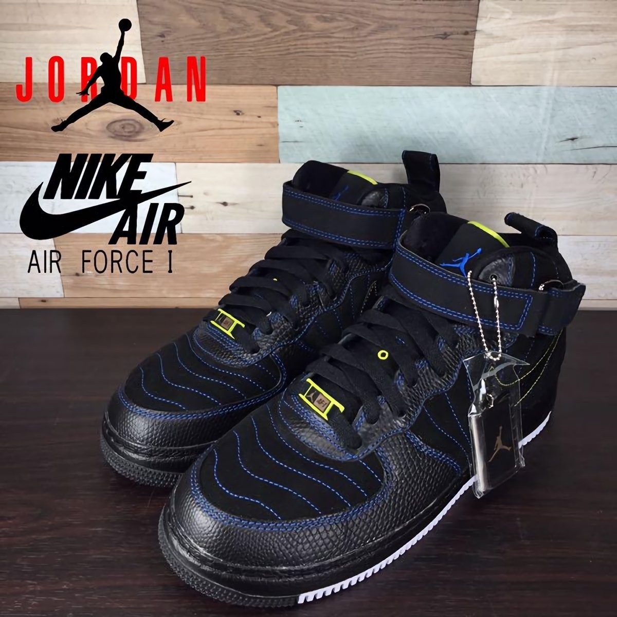 箱付き 未使用 NIKE AIR JORDAN 12 × AIR FORCE 1 ナイキ エアフォース × エア ジョーダン フュージョン 黒 N01443 317742-001 26cm