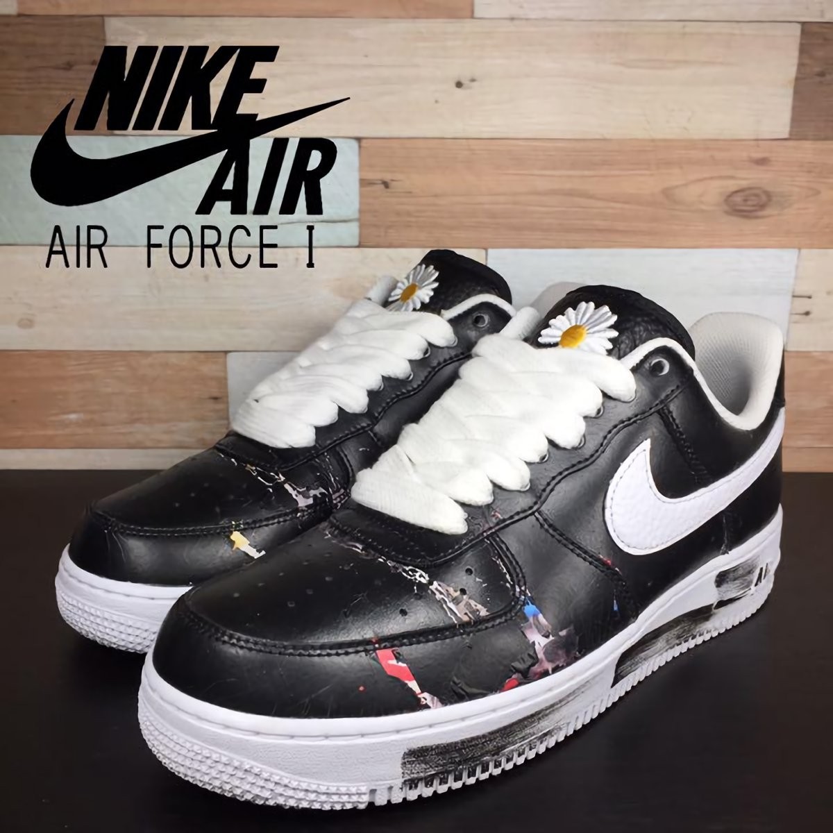 箱付き 黒タグ付き NIKE AIR FORCE 1 PARA NOISE ナイキ エアフォース × ピースマイナスワン パラノイズ 黒 U01042 AP3692-001 27.5cm