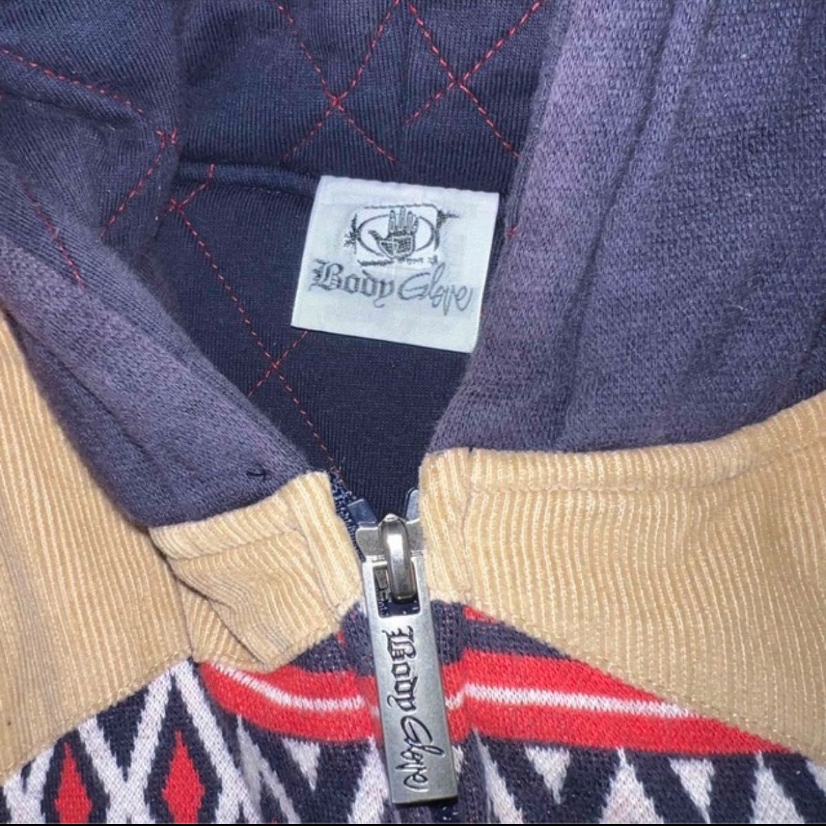 00年代 used y2k body glove ネイビー ノースリーブ ジップパーカー スウェットパーカー ノースリーブパーカー