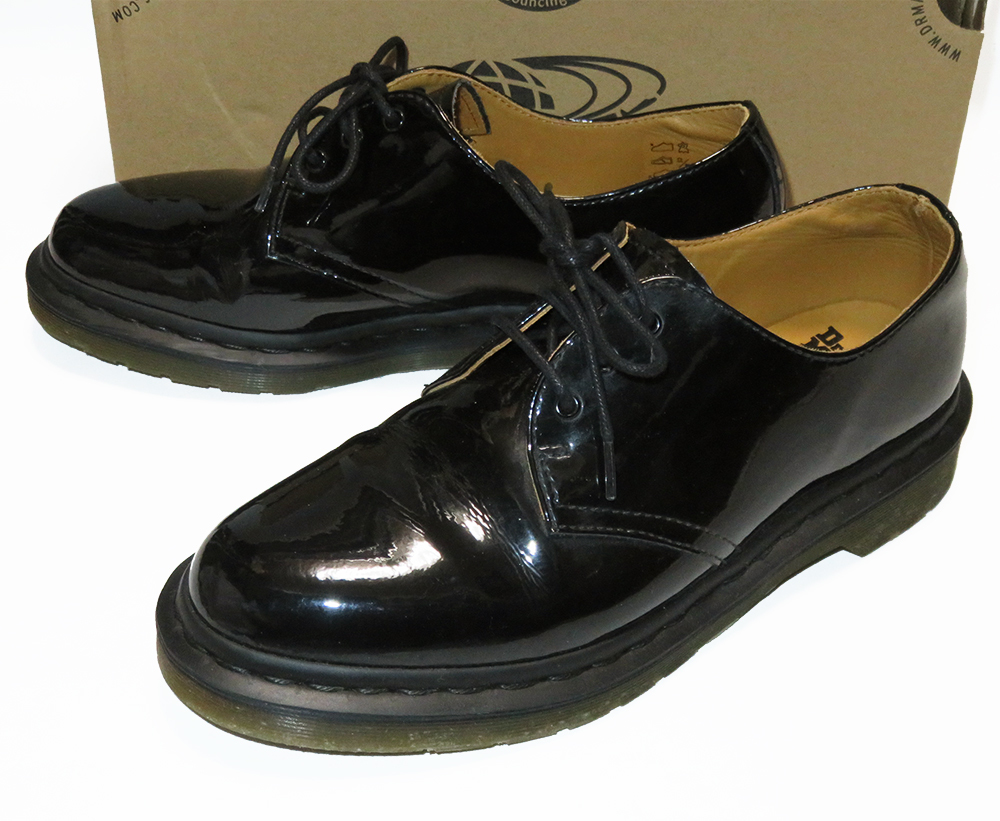 Dr.Martens × BEAMS 別注 パテント3ホールシューズ 7 美品 21713 定価26,400円 エナメル ドクターマーチン ビームス_画像1