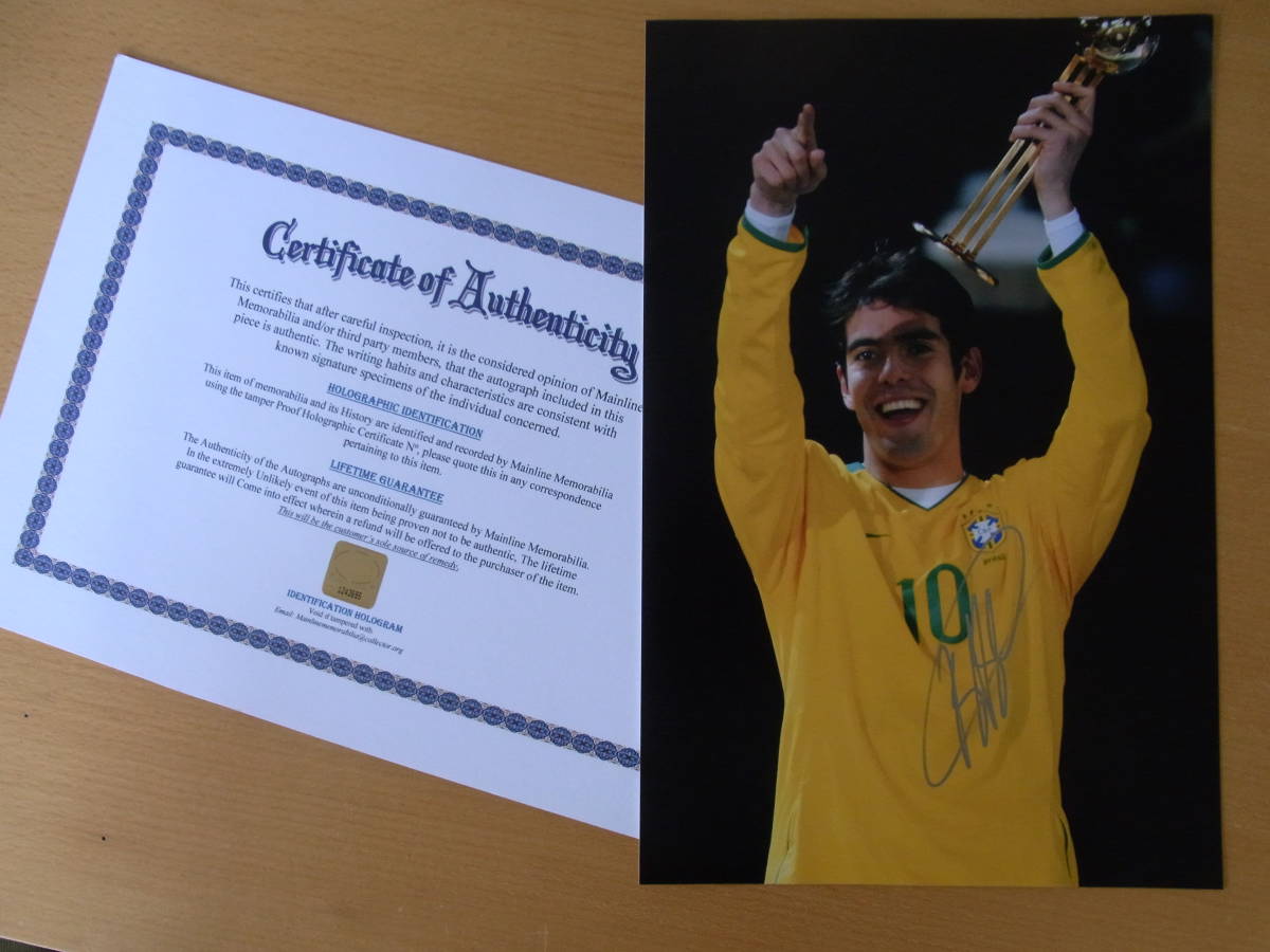 KAKAkakaRicardo Izecson Dos Santos Leite with autograph photograph certificate attaching origin Brazil representative 
