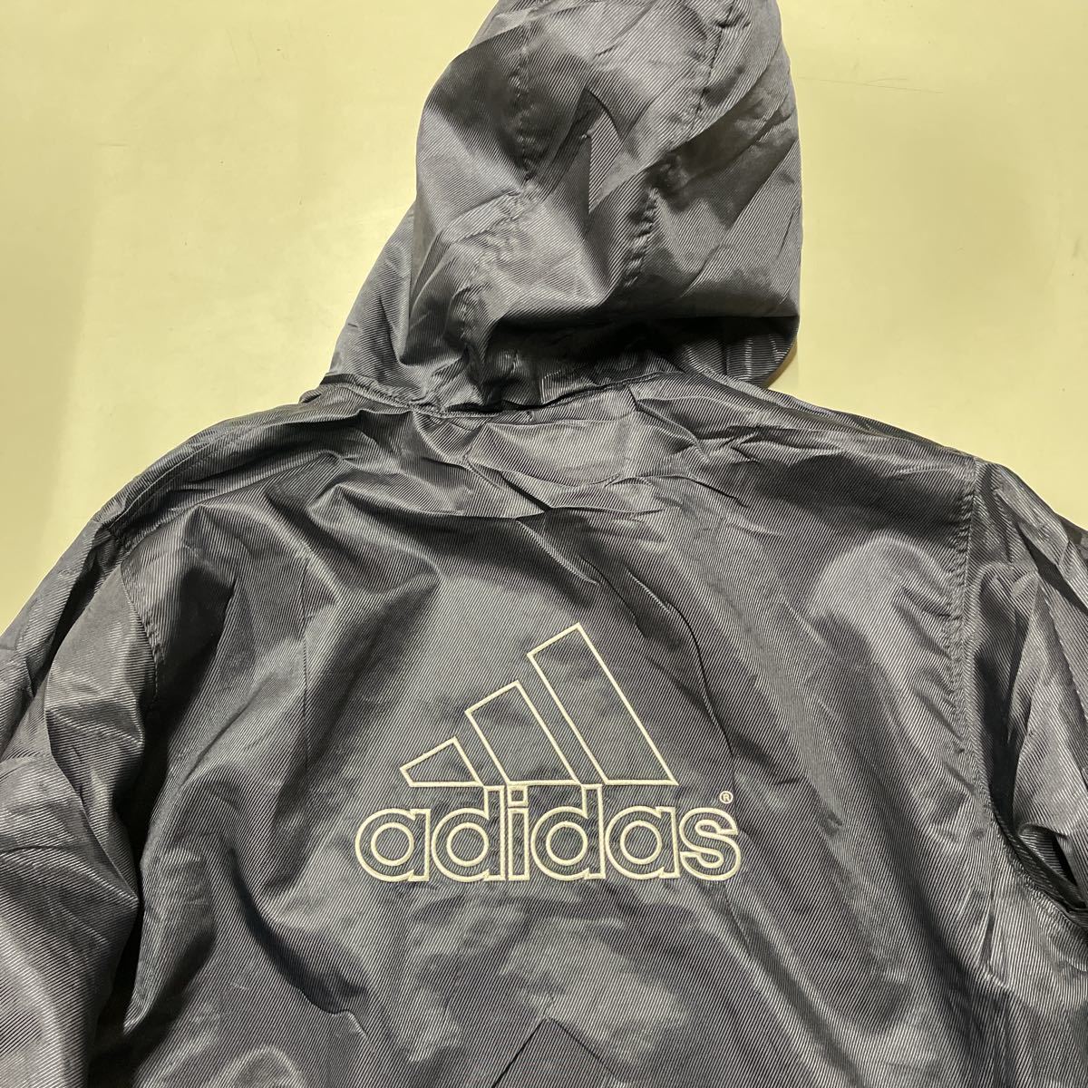アディダス ベンチコート メンズ アウター Lサイズ ネイビー 紺色 adidas 里フリース ロングコート ブルゾン ナイロン CLIMA WARM
