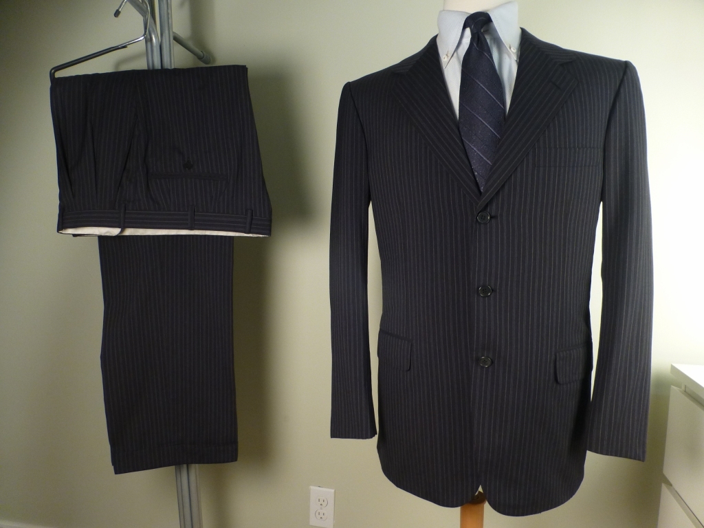 ◆Brioni スーツ エスコリアル 50R ESCORIAL 美品 PALATINO グレーストライプ ブリオーニ