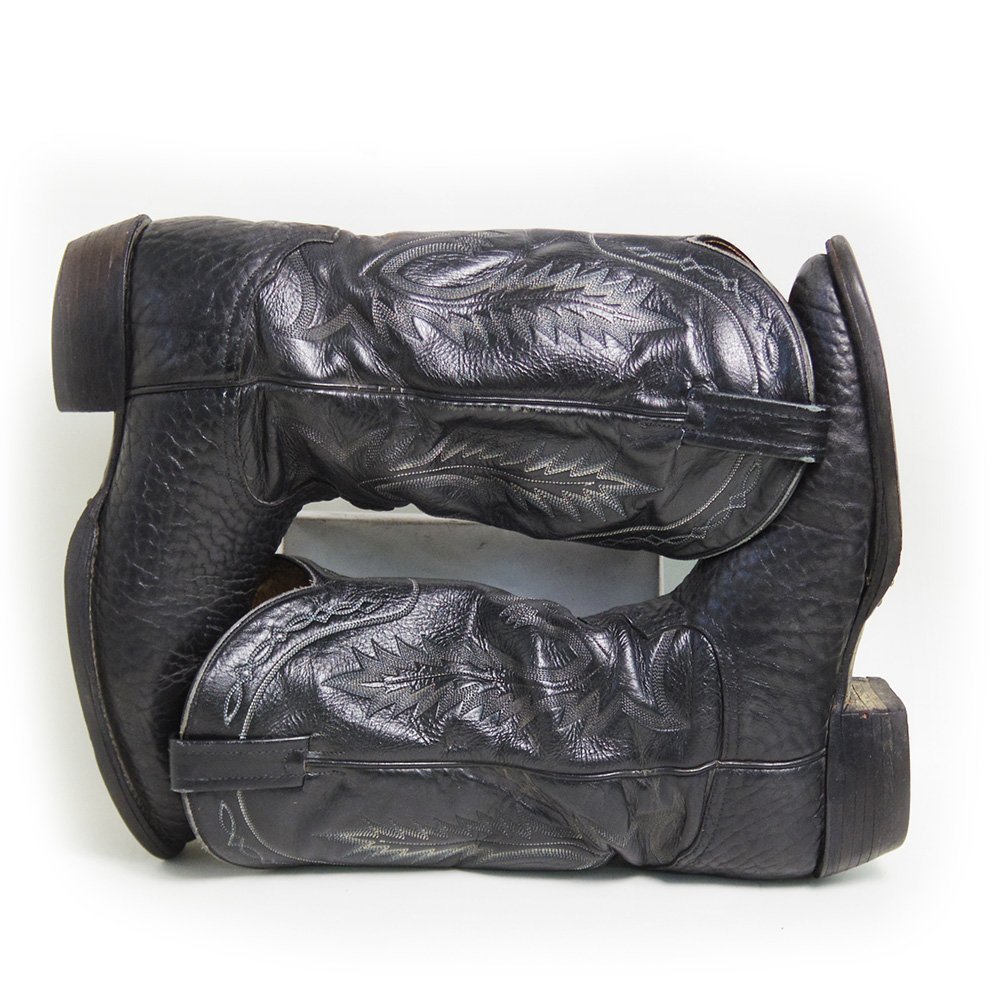 USA производства 11B 29cm соответствует Tony Lama Tony Lama ковбойские сапоги кожа обувь кожа обувь kau Boy редкий черный 70s /U7109