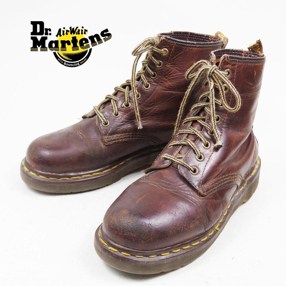 英国製　25cm相当　Dr.Martens　ドクターマーチン　8ホール　レザーシューズ　革靴　プレーントゥ　ブーツ　ダークブラウン　茶　/U7237_画像1