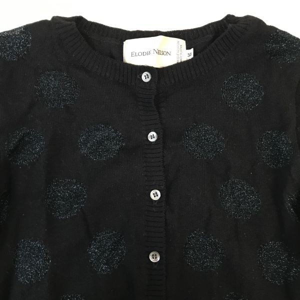 Made in Japan★ELODIE NELSON★ウールカーディガン【Womens size -M/38/黒/black/ドット】Tops/Shirts◆BH198_画像3