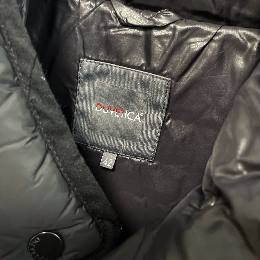 DUVETICA デュベティカ 黒 ダウンコート レディース42 ダウンジャケット ブラック ダブルボタン ロング丈 スタンドカラー