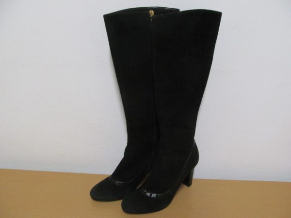 (52104) Bruno Magli BRUNOMAGLI suede long boots black 37 USED