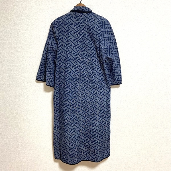 #ancnishoudouNISHOUDO... синий . пальто перо тканый синий серия Kurume . Dazaifu трубчатая обводка длинный женский [789040]