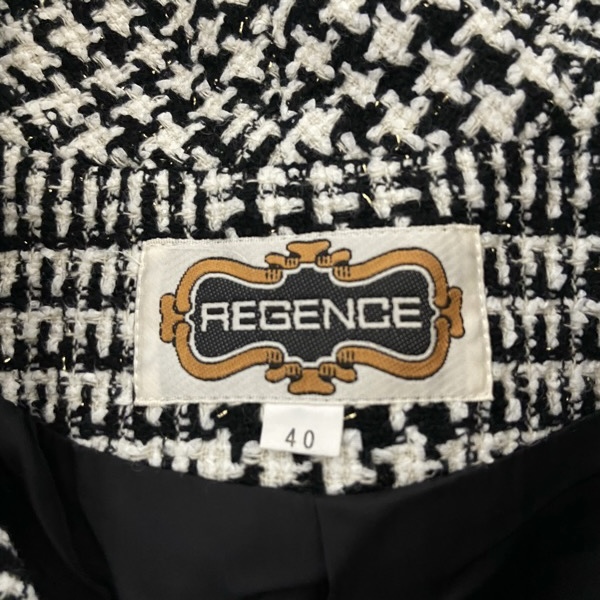 #wnc レジァンス REGENCE スカートスーツ セットアップ ツーピース 40 白 黒 グレンチェック ラメ レディース [797094]_画像9
