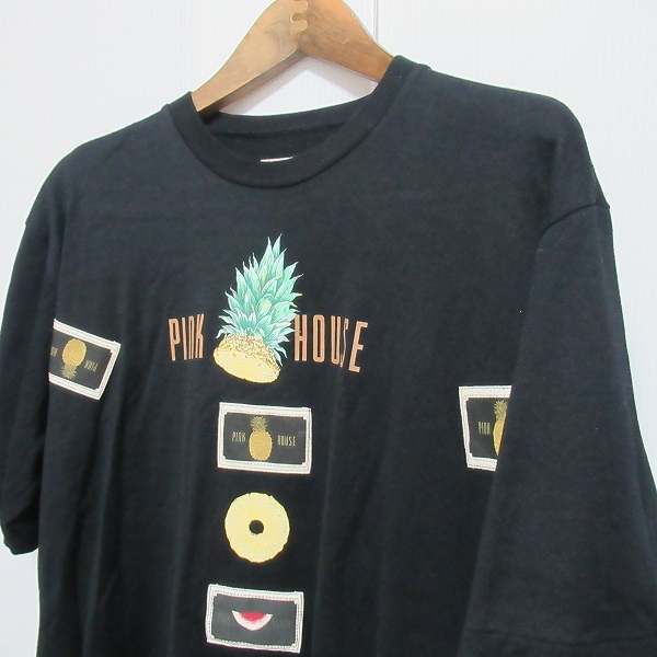 #snc ピンクハウス PINKHOUSE Tシャツ L 黒 半袖 パイナップル レディース [796176]_画像3