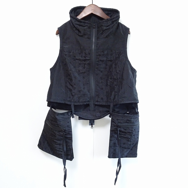 #apc エイココンドウ EIKO KONDO ベスト ジレ 44 黒 ジップアップ ドット ポケット付き 大きいサイズ レディース [794689]