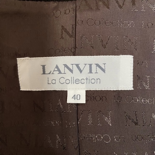 #wnc ランバン LANVIN セットアップ ワンピース スーツ 40 茶 ベロア使い レディース [797378]_画像7