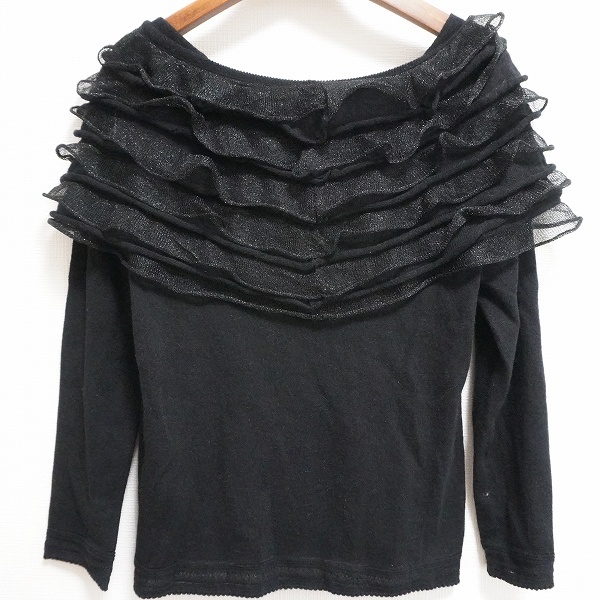 #wnc Yuki Torii YUKITORII knitted * sweater 38 black black frill lame winter lady's [782434]