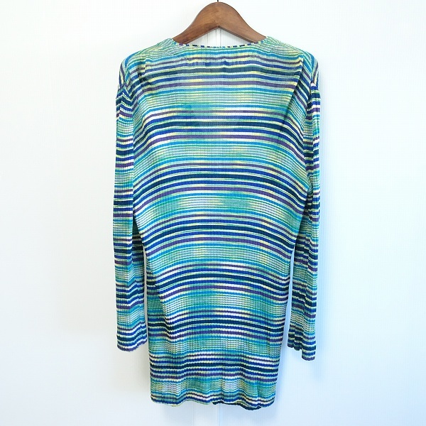 #anc ミッソーニ MISSONI カーディガン 緑 茶 ニット ボーダー イタリア製 ロング レディース [679801]_画像2