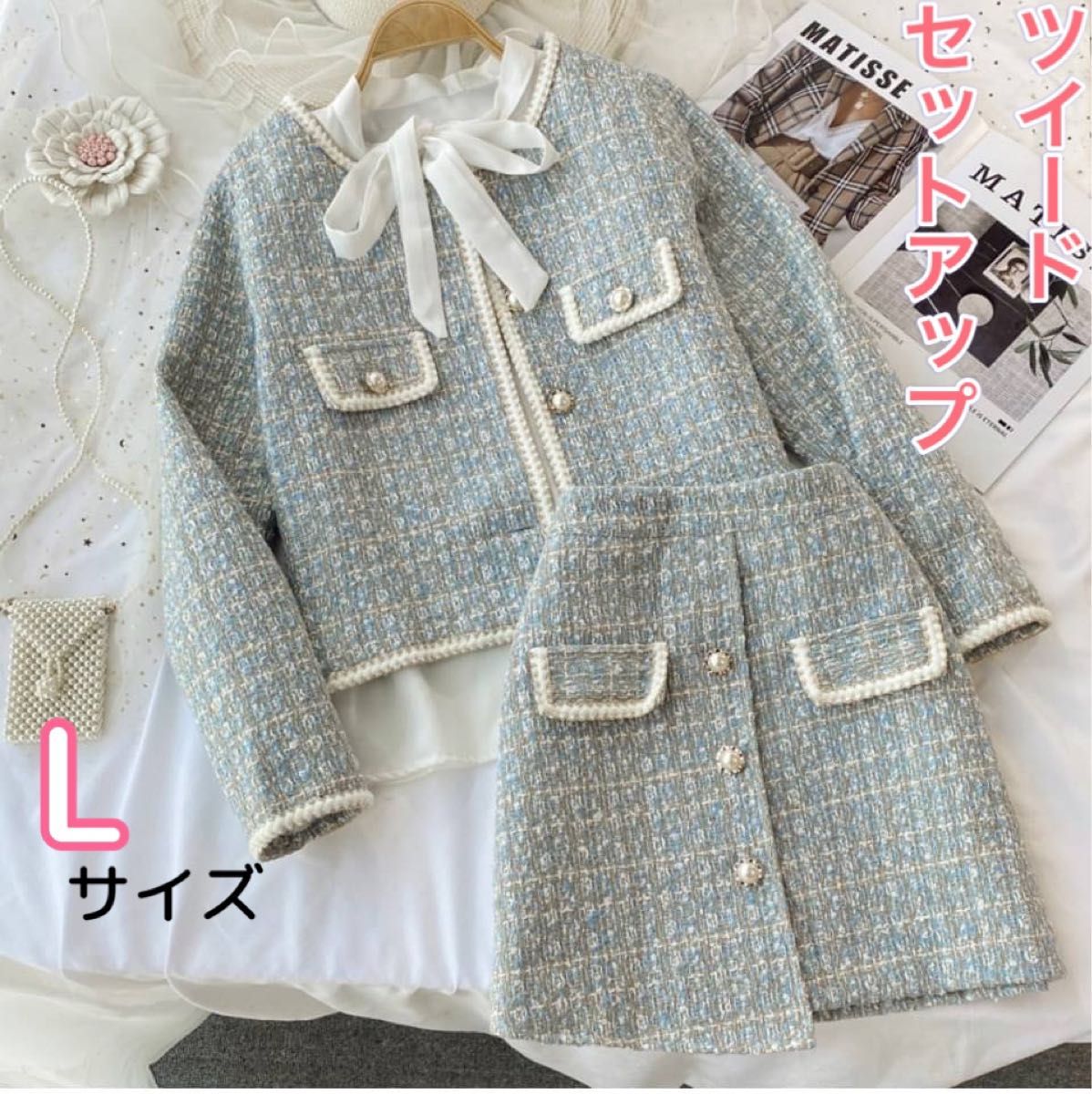 ツイード セットアップ 3点セット シャツ ミニスカート ジャケット フォーマル
