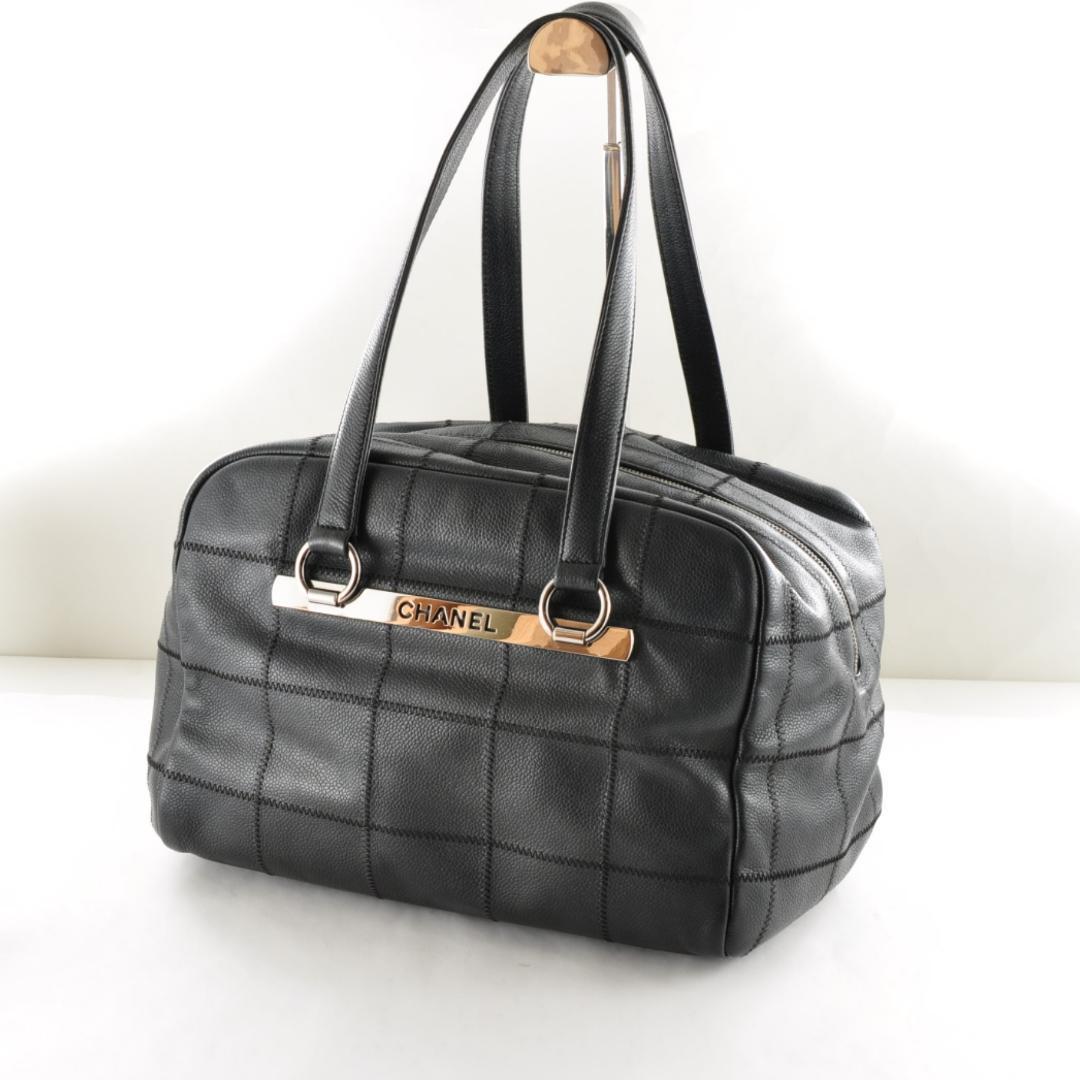 CHANEL シャネル 【美品】 チョコバー キャビアスキン トート ボストン