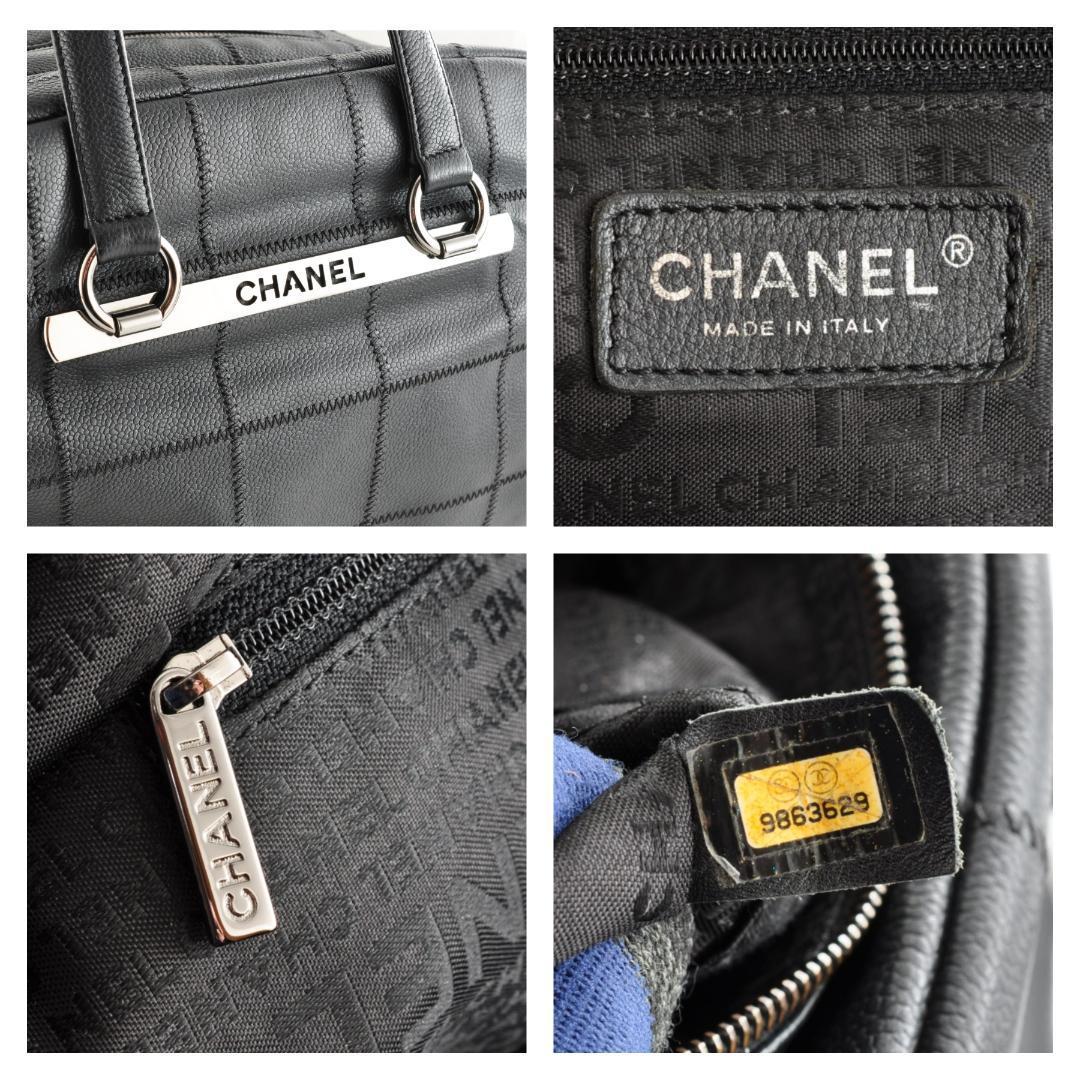 CHANEL シャネル 【美品】 チョコバー キャビアスキン トート ボストン