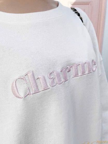  new goods unused regular price ¥7,150 michellmacaron Michel ma Caro n over Logo sweatshirt sweat white white pink XS epine darich