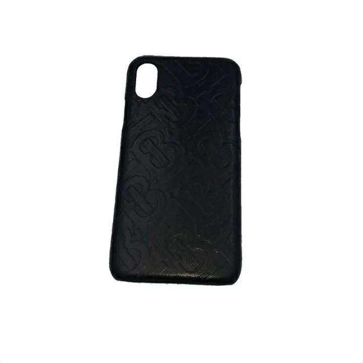 BURBERRY バーバリー iPhone X XS ケース モノグラム レザー ロゴ ブラック 携帯ケース 美品【中古】_画像2