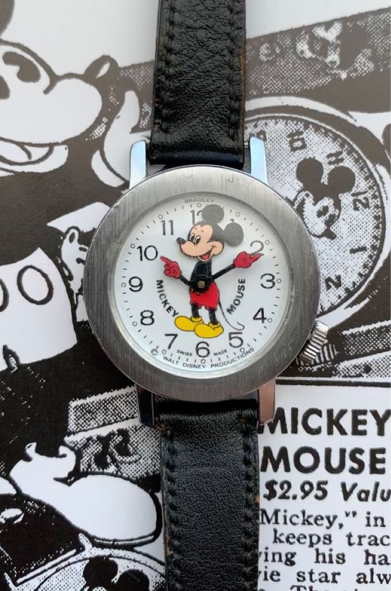 BRADLEY ミッキーマウス 首振りウォッチ 手巻時計 