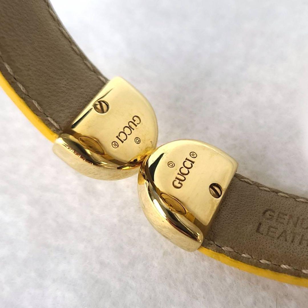 ☆【美品稼働品】箱付き GUCCI グッチ GP×革ベルト 回転式 バングルウォッチ QZ レディース 腕時計 ブレスレット Gターンロゴ