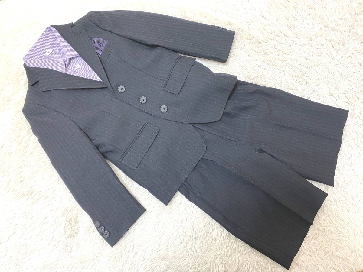  мужчина    ... костюм  １１０ размер  ：OLIVER HOUSE◆ пиджак ＆ брюки  ＆ длинный рукав   рубашка  ： черный ... фиолетовый   тонкий   местами   в полоску   рукоятка 