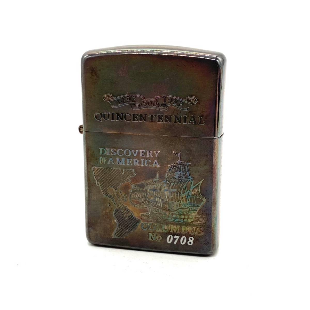 ■【未使用】 Zippo ジッポ ジッポー COLUMBUS コロンブス DISCOVERY OF AMERICA 500周年 記念 限定 1990年製 イタリック フラットボトムの画像2