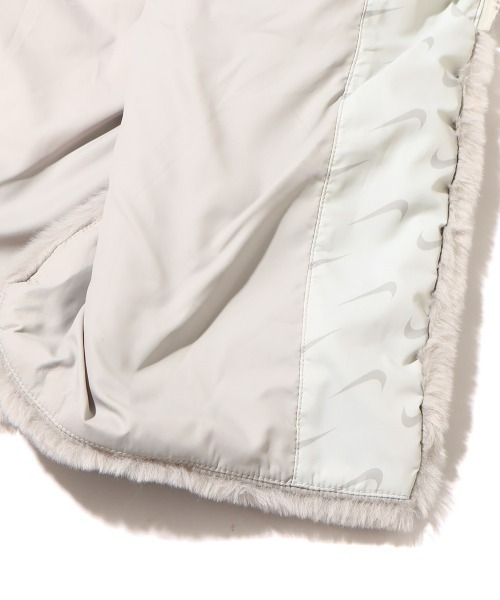  Nike женский большой sushu длинный искусственный мех жакет M размер обычная цена 27500 иен светло-серый пальто SWOOSHswoshu