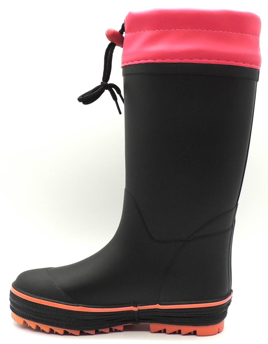 雨の日 歩きやすい ジュニア 女の子 レインブーツ 長靴 防寒 防滑 防雪 ワイルドツリー AK-163 ブラック 20.0cm_画像7