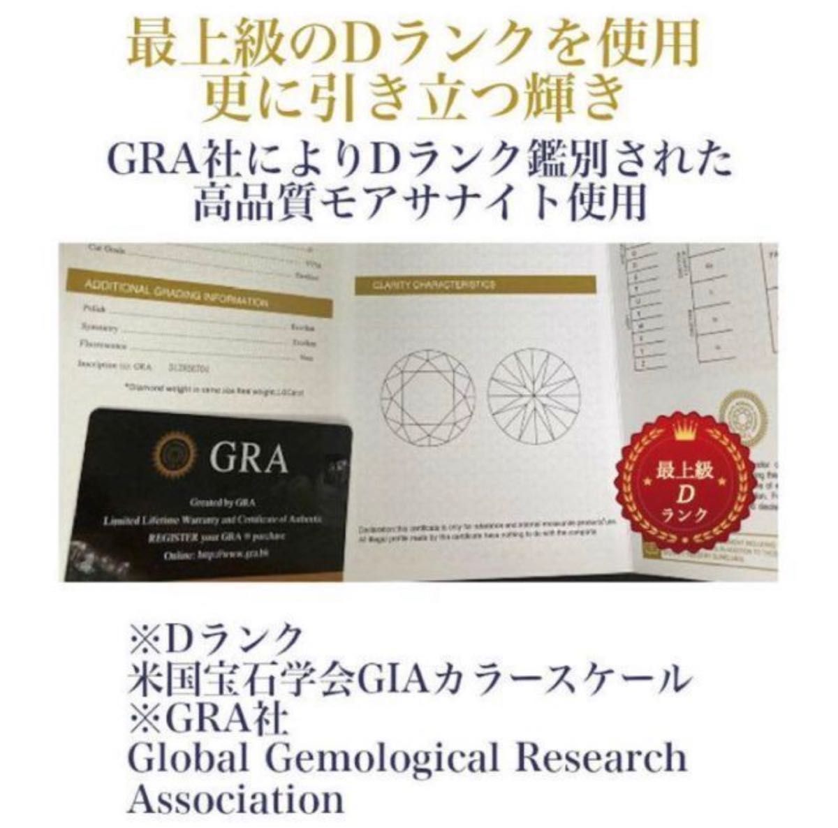 通販サイト 最高品質高級モアッサナイトリング 10号 モアサナイト AU