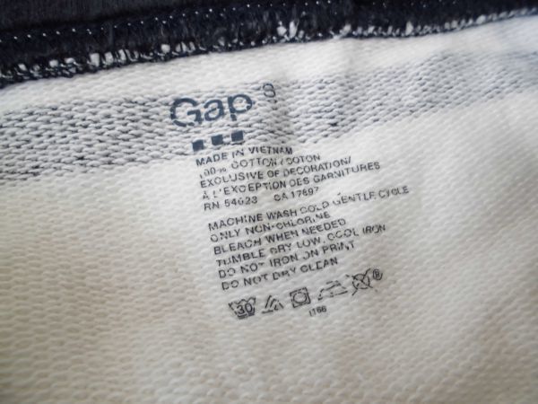 assk1068☆　■■Gap/ギャップ■■　長袖ボーダージップアップパーカー　上着　アウター　白×ネイビー　Sサイズ　コットン100%_画像9