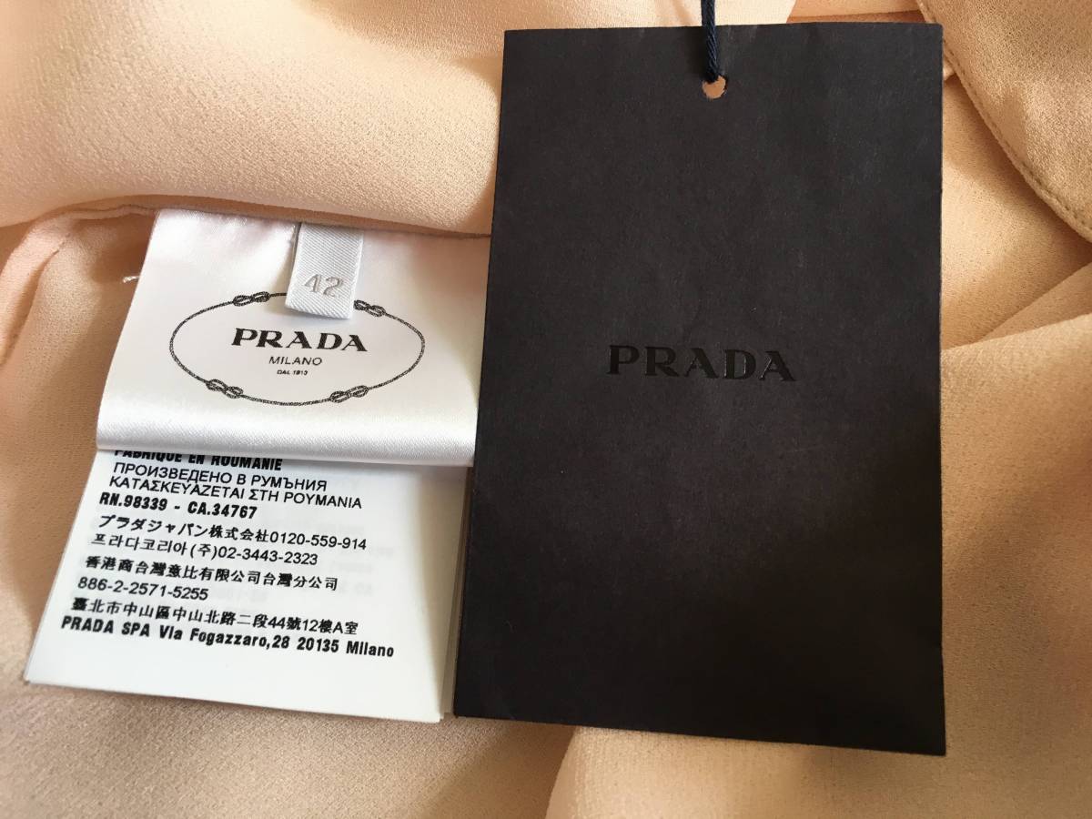 新品 プラダ 最高級 シルク フリル シャツ ブラウス 42 PRADA ピンク_画像8