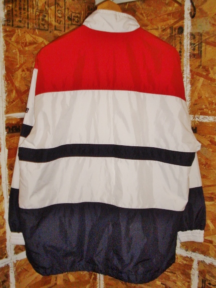 S プリンス PRINCE ナイロンジャケット 裏起毛 90sビンテージ 白赤紺 テニスウエア ウォームアップジャケット K20C568_画像2