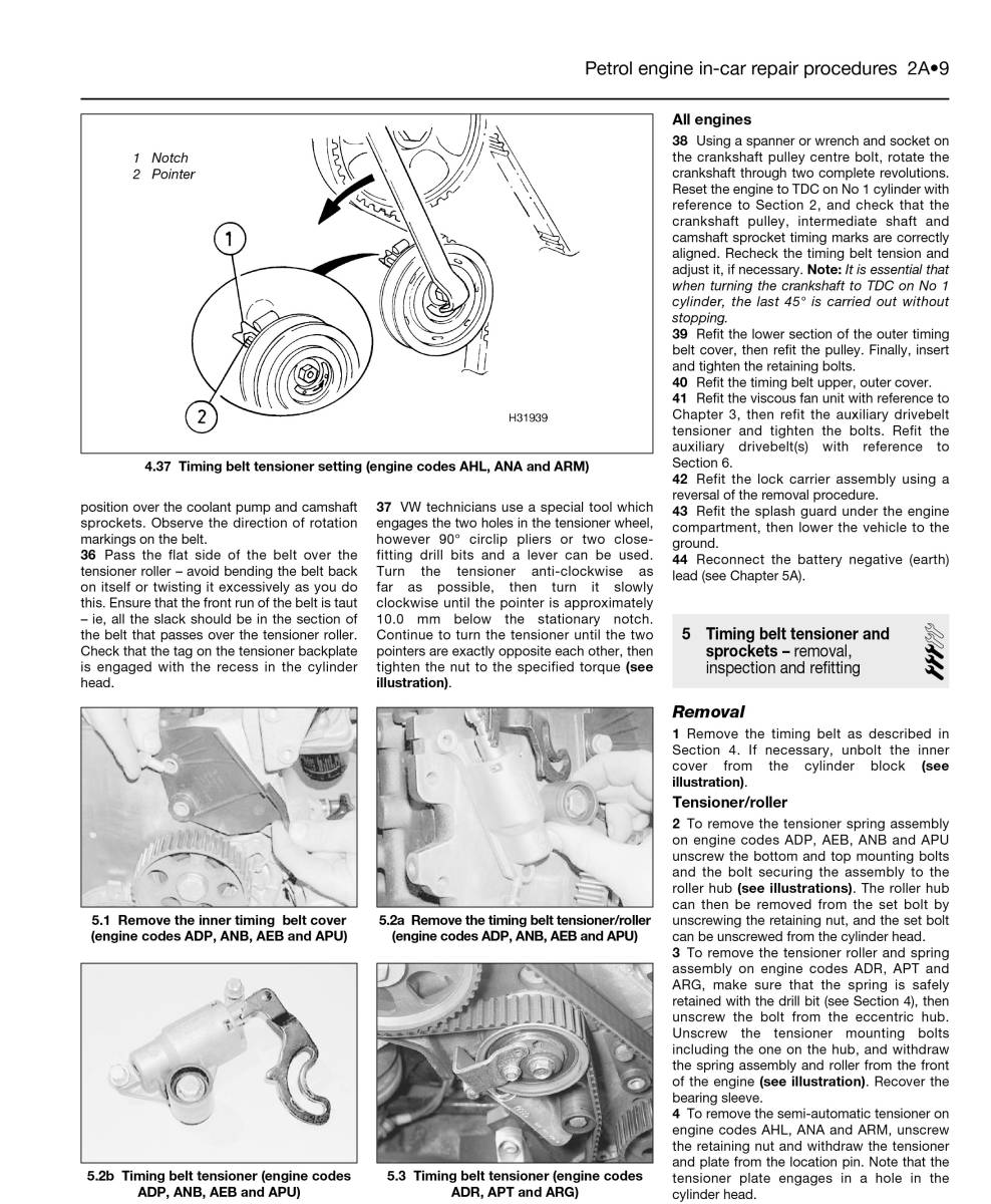 VW (フォルクスワーゲン) パサート 1996-2000年 英語版 整備解説書_内容の参考例